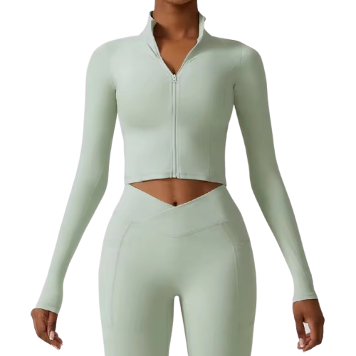 Curvear Quick-Drying Long-Sleeved Windproof Yoga Jacket for Fitness, Running & Sports - Tight-Fit Zipped Activewear