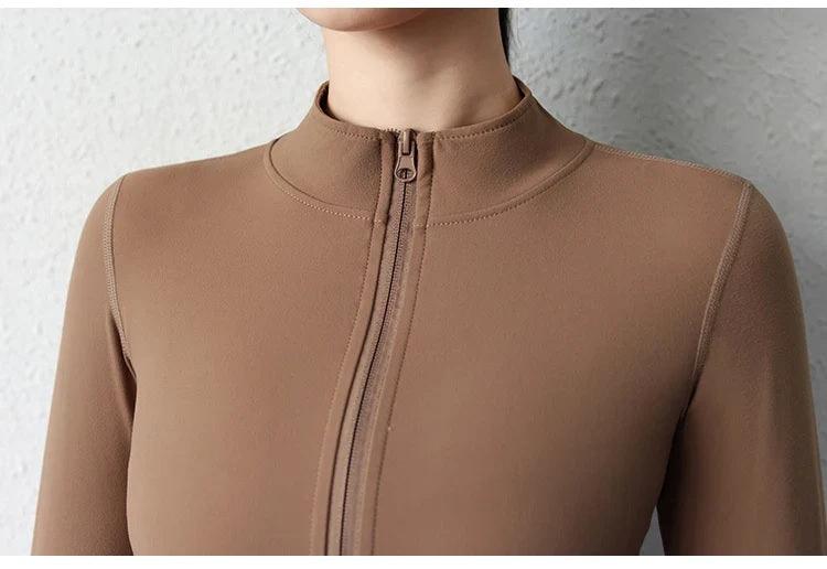 Curvear Women's Workout Jacket Lightweight Zip Up Yoga Jacket Cropped Athletic Slim Fit Tops