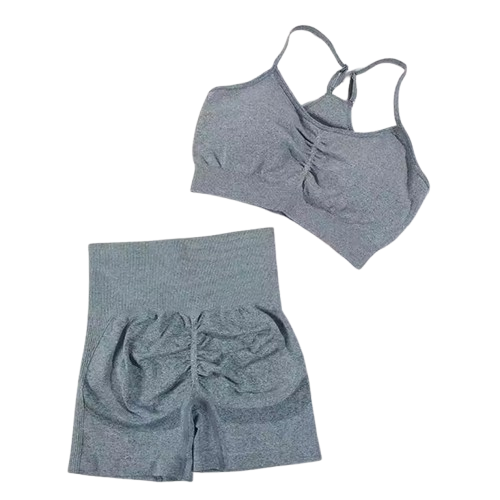 Curvear Seamless Sports Set for Women Yoga Bra Soaked Cycling Shorts Elastic Workout Outfit Sportswear 2 Piece Set