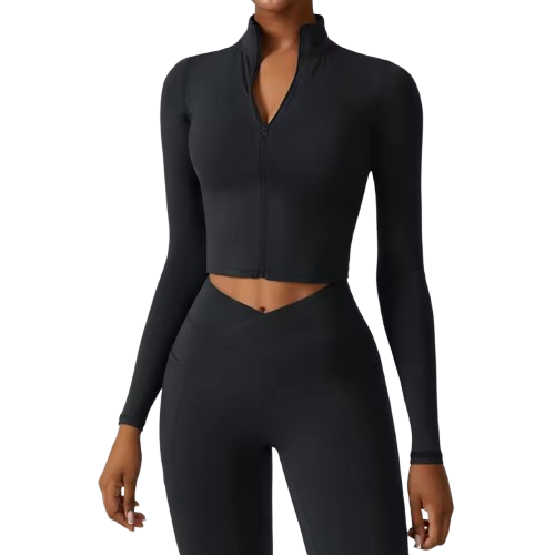 Curvear Quick-Drying Long-Sleeved Windproof Yoga Jacket for Fitness, Running & Sports - Tight-Fit Zipped Activewear