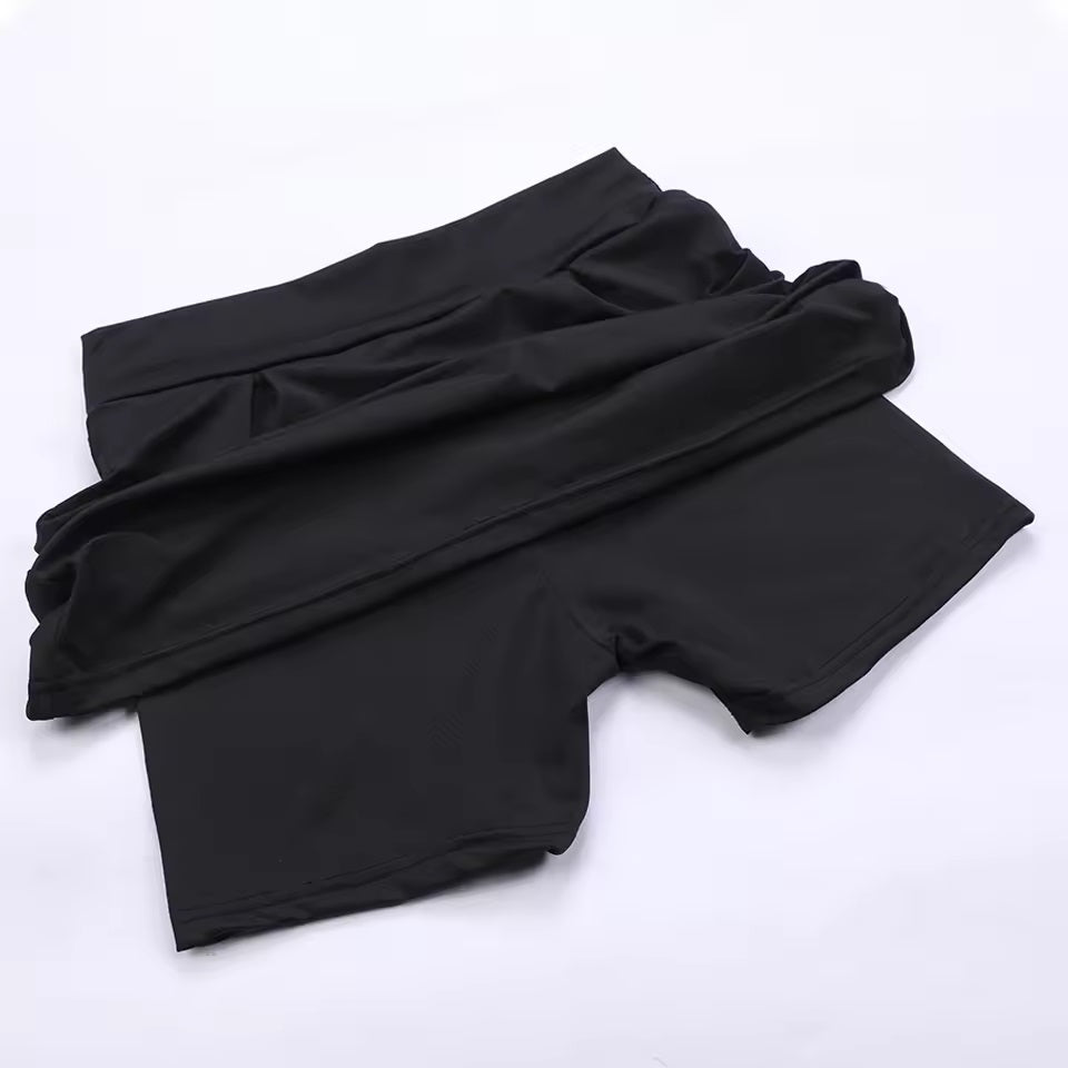 Curvear Women's High Waisted 2-in-1 Double Layer Shorts Tennis Skirt with Shorts, Summer Solid Color Women's Tennis Skirts