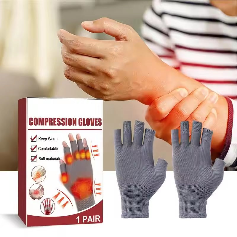 Curvear Arthritis Compression Gloves for Hand, Wrist & Thumb – Fingerless Design for Pain Relief and Support 1 Pair