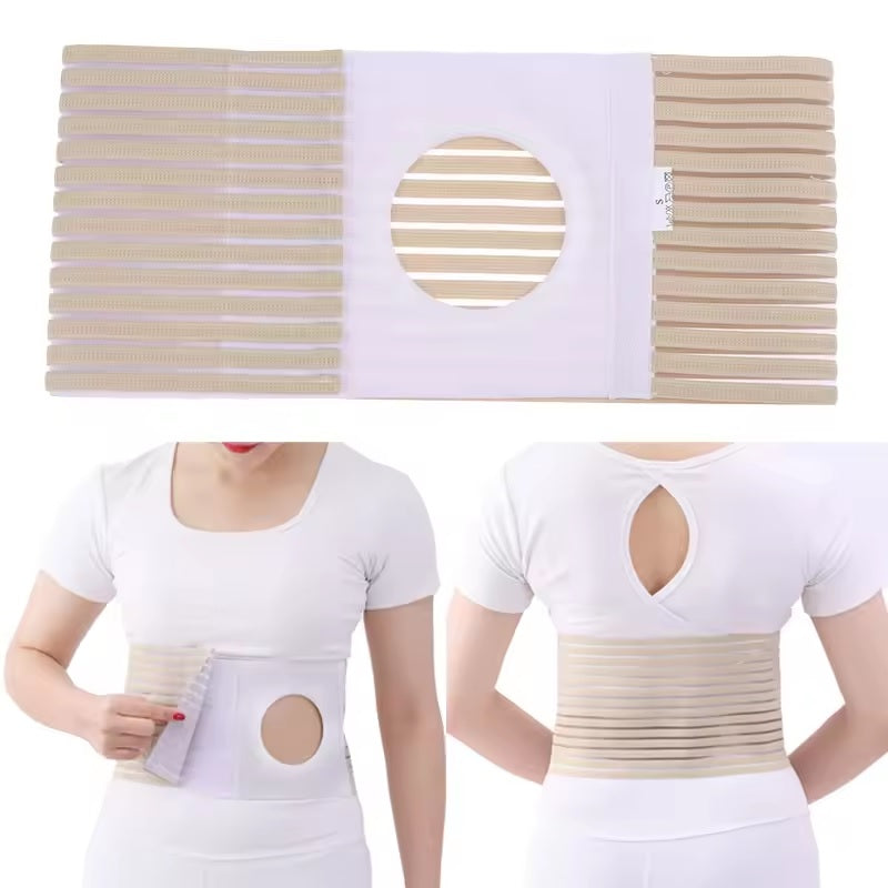 Curvear Abdominal Back Support Belt for Stoma Fixation and Hernia Prevention, lightweight and adjustable.