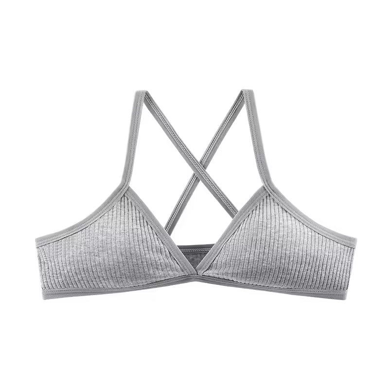 Curvear Comfort Cotton Sports Bra for Women - Thin Style Bralette, Sexy Deep V Triangle Cup, Cross Tank Top for Yoga & Gym 3 Pack