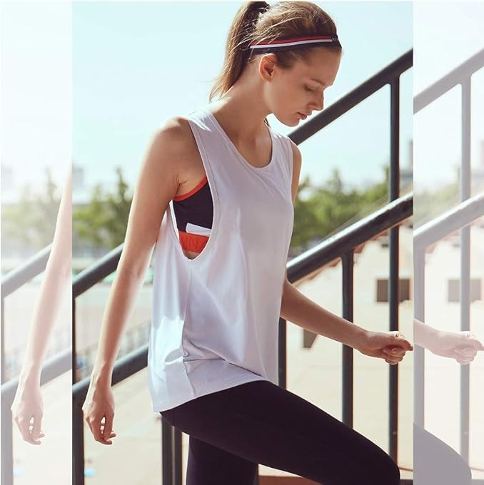 Curvear Women's Racerback Fiber Yoga Shirt Sports Shirt Athletic Fitness Precious Y-Stripe Workout Running Pilates 2 Pack