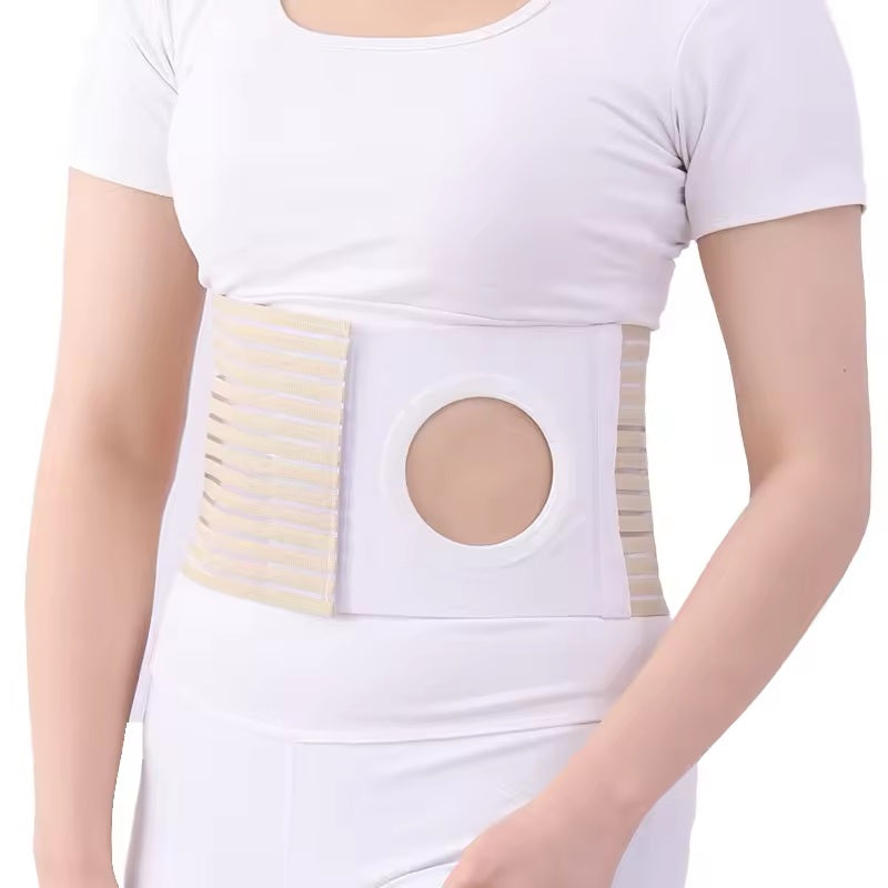 Curvear Abdominal Back Support Belt for Stoma Fixation and Hernia Prevention, lightweight and adjustable.