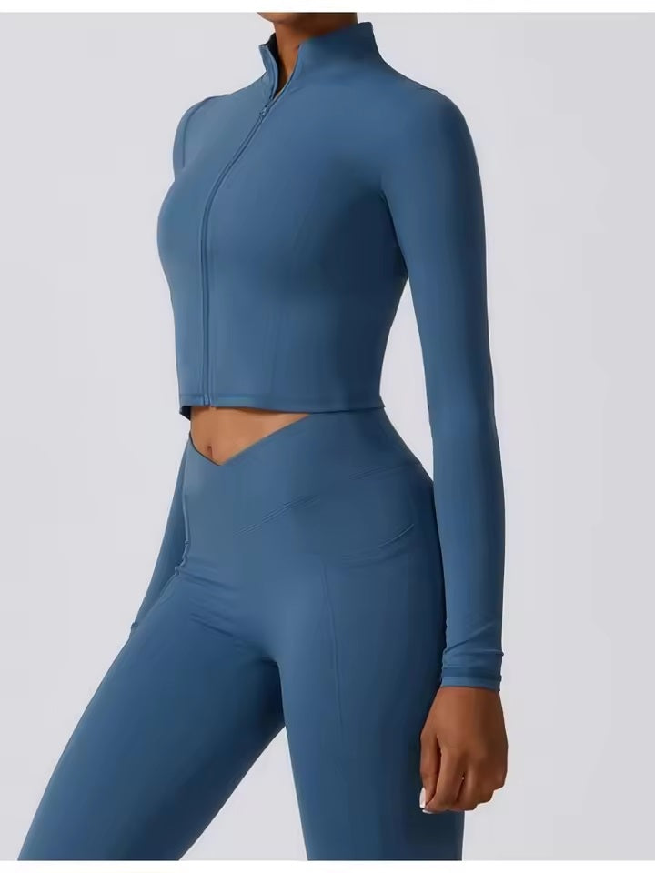 Curvear Quick-Drying Long-Sleeved Windproof Yoga Jacket for Fitness, Running & Sports - Tight-Fit Zipped Activewear