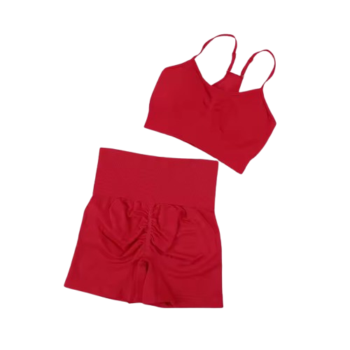 Curvear Seamless Sports Set for Women Yoga Bra Soaked Cycling Shorts Elastic Workout Outfit Sportswear 2 Piece Set