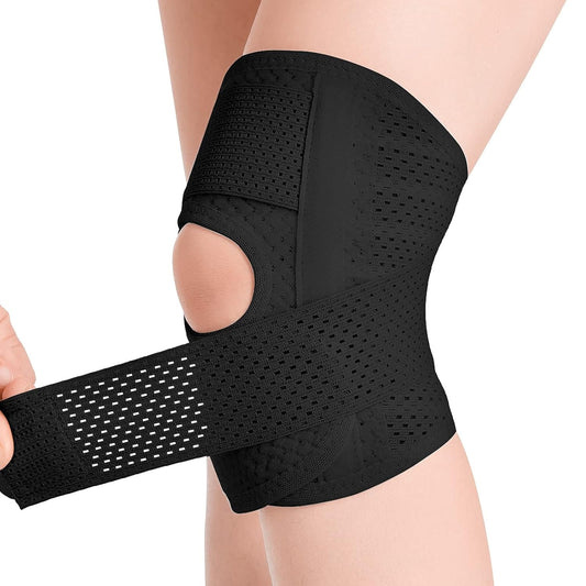 Curvear Knee Brace with Side Stabilizers Relieve Meniscal Tear Knee Pain Arthritis, Joint Pain Relief, Breathable Adjustable Knee Support Suitable for Men and Women with Sports Injuries 1 Pair