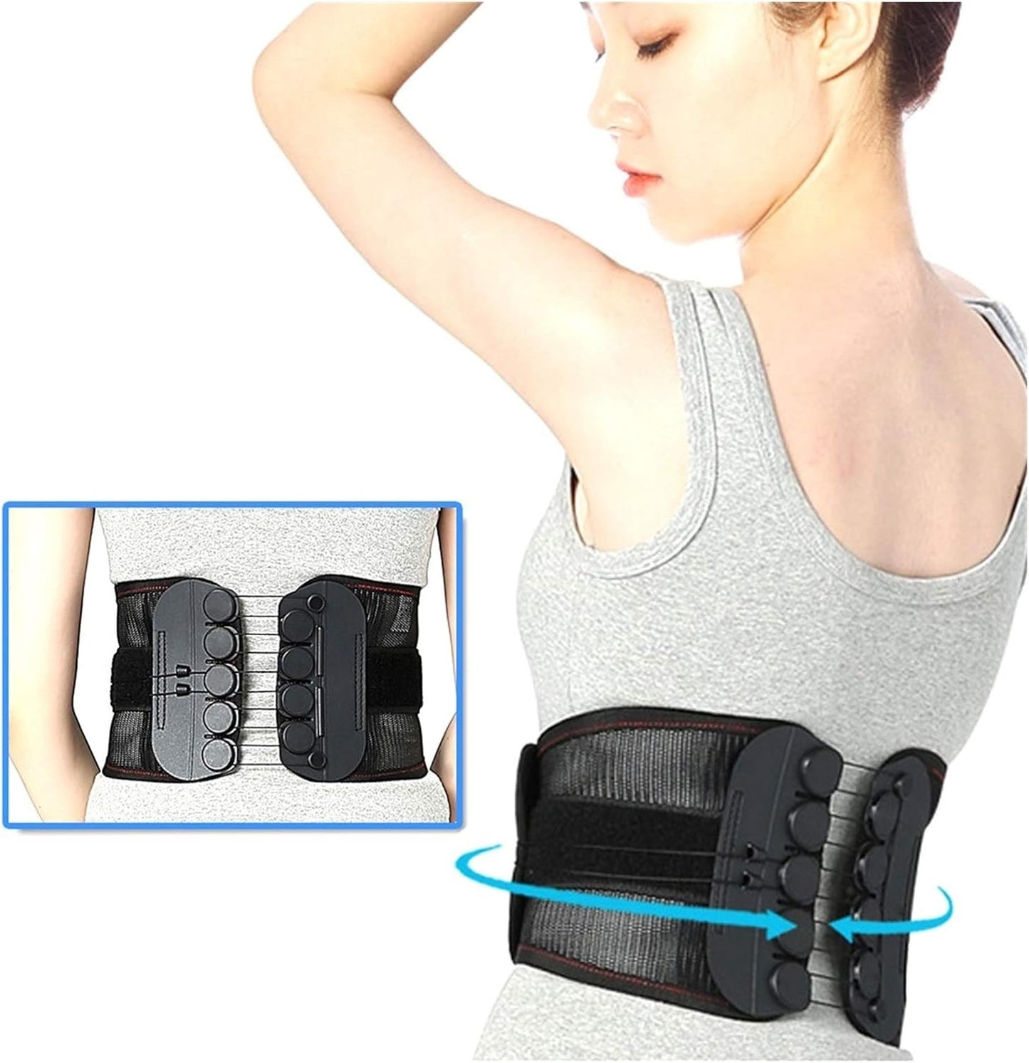 Curvear Back Pain Brace, Compression Belt for Lower Back Pain Relief - Adjustable Pulley Back Brace, Bulging Disc Corset Back Supports Waist Belt - Lumbar Support Brace