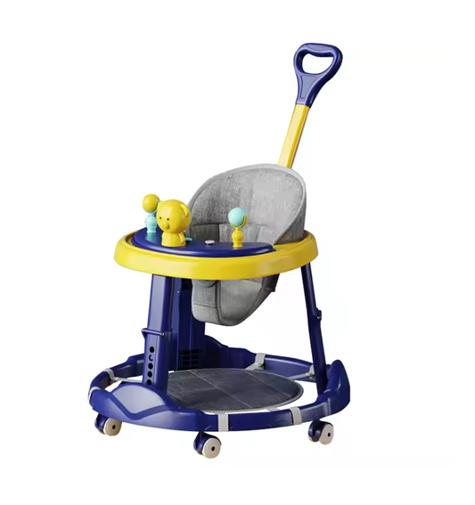 Curvear Baby Walker for Kids, Foldable Round Kids Walker with 2 Height & 4 Seat Adjustable | Activity Walker for Baby with Musical Toy Bar & Light | Walker Baby 6-18Months Boy Girl.