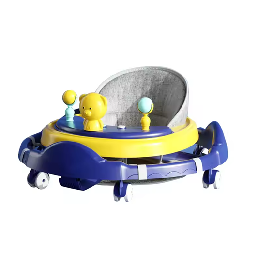 Curvear Baby Walker for Kids, Foldable Round Kids Walker with 2 Height & 4 Seat Adjustable | Activity Walker for Baby with Musical Toy Bar & Light | Walker Baby 6-18Months Boy Girl.