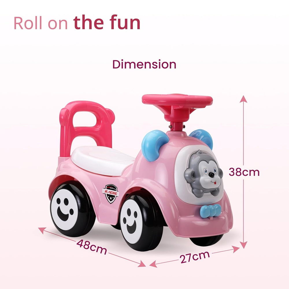 Curvear Sunny Ride on & Car for Kids with Music & Horn Steering, Push Car for Baby with Backrest, Safety Guard, Under Seat Storage & Big Wheels, Ride on for Kids 1 to 3 Years.