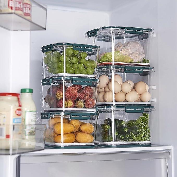 Curvear ®️Kitchen Containers Set, Air Tight Container For Kitchen Storage Set, Kitchen Accessories Items On Top Lid 2100ml, 1400ml, 700ml Refrigerator Storage Box For Kitchen