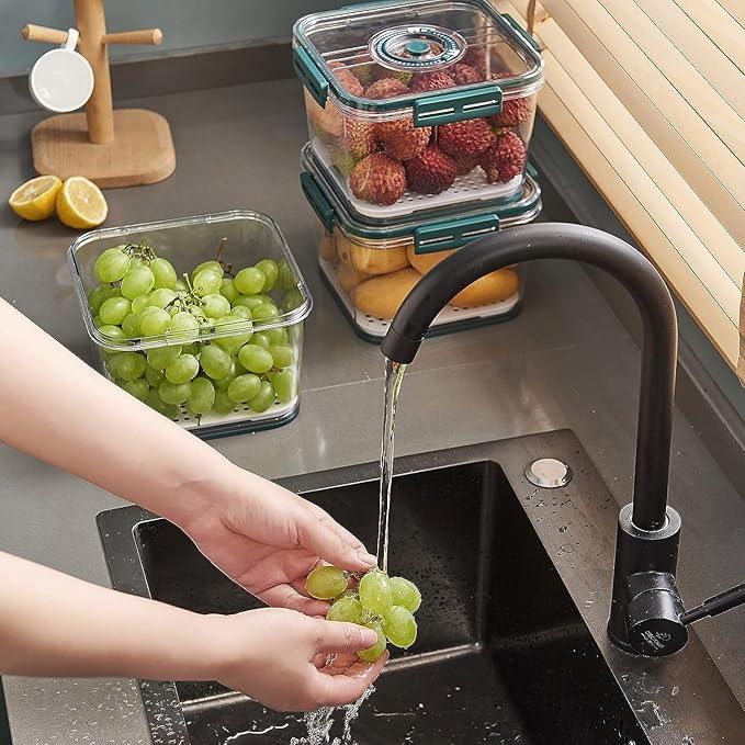 Curvear ®️Kitchen Containers Set, Air Tight Container For Kitchen Storage Set, Kitchen Accessories Items On Top Lid 2100ml, 1400ml, 700ml Refrigerator Storage Box For Kitchen