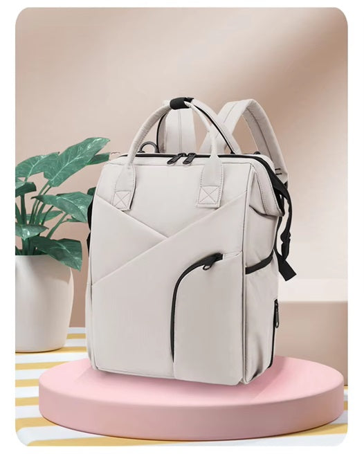 New Simple Casual Oxford Cloth Mommy Bag Water Repellent Large Capacity Backpack Push Stroller Carrying Mother and Baby Bag.