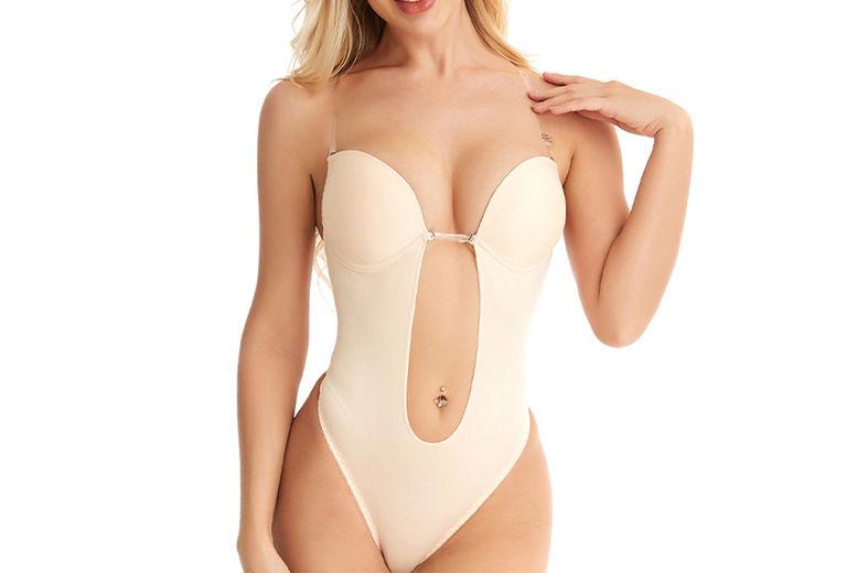 Curvear®️Strapless Backless Bras for Women Bodysuit, Seamless Plunge Shapewear, Clear Body Shaper Bra for Women Party Wedding