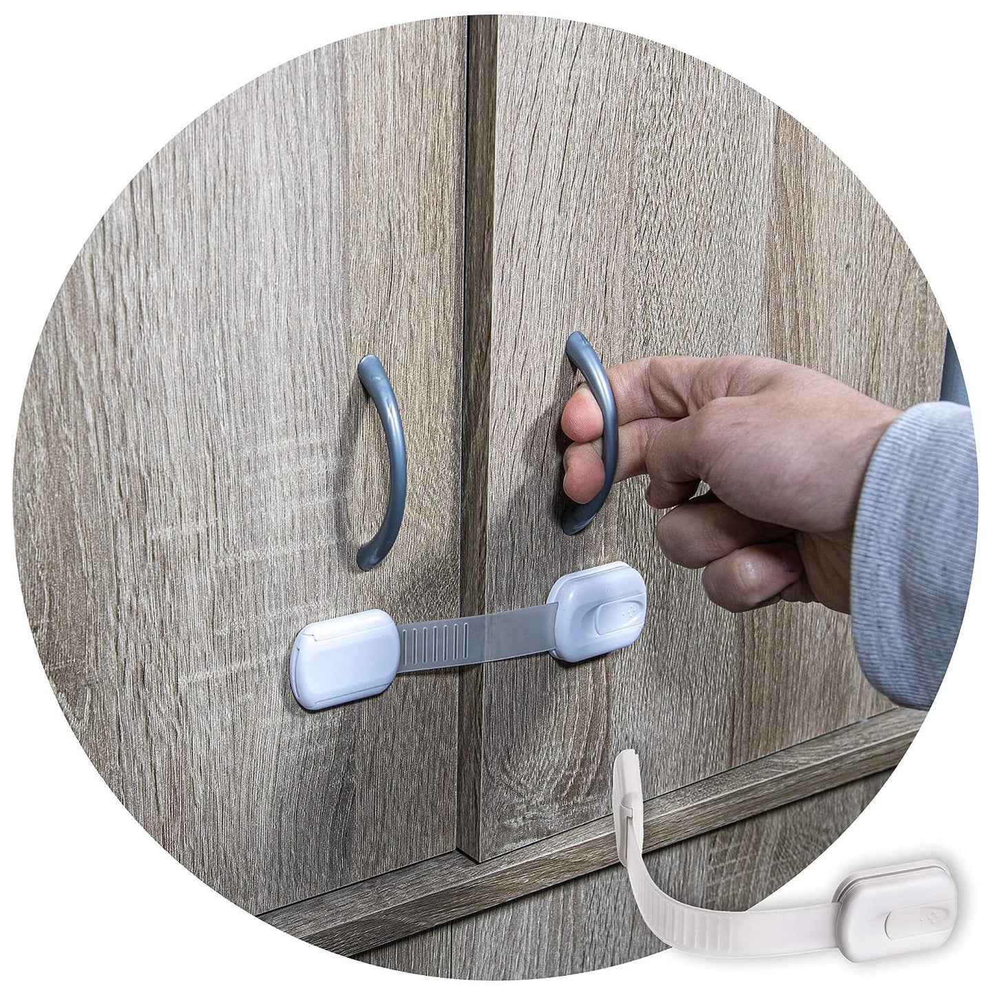Curvear®️White Baby Cabinet Lock for Safety, Prevents Accidents, Childproof Cabinets and Drawers for Toddlers. 12 pieces