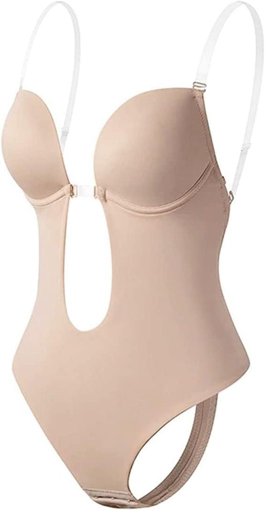 Curvear®️Strapless Backless Bras for Women Bodysuit, Seamless Plunge Shapewear, Clear Body Shaper Bra for Women Party Wedding