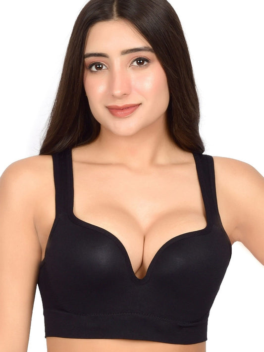 Curvear Women's Push Up Bra, Full-Coverage Underwire Bra, Hide Back Fat Deep Cup Bra, Smoothing T-Shirt Bra, Sculpting Uplift Bra