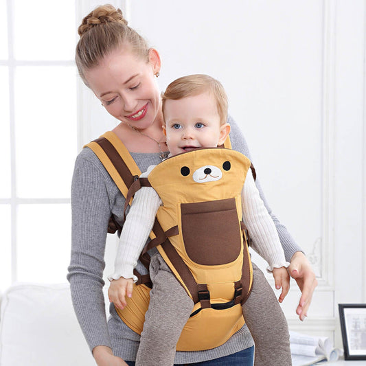 CURVEAR®️ 10-In-1 Baby Carrier With Hip Seat-Ergonomic,Carrier Chest Breathable 360 Breastfeed Forward And Back Carry For Newborns And Older Babies For 3 To 36 Months Baby,Max Weight Up To 15 Kgs,Brown
