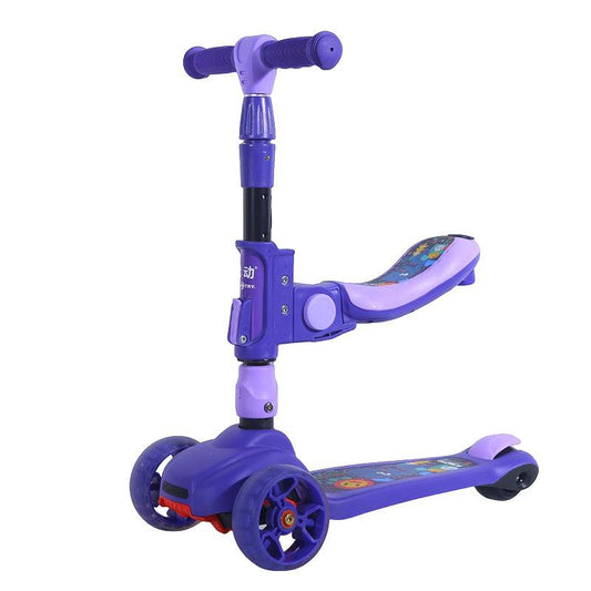 CURVEAR®️3 In 1 Kid Adjustable Kick Scooter Foldable Seat Flashing 3 wheels Step Scooters Children City Roller Skateboard Gifts For Kids