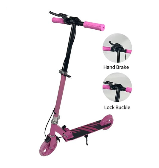 Curvear Adjustable Height Kick Scooter with 145mm Wheels, Foldable Front Tube and Handlebar for Kids.