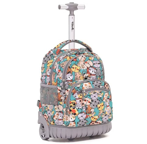 CURVEAR®️Rolling Backpack 16 Inch, Wheeled Laptop Backpack with Wheels for Girls Boys School, Unicorn, Modern, Unicorn, 16 inches, Modern