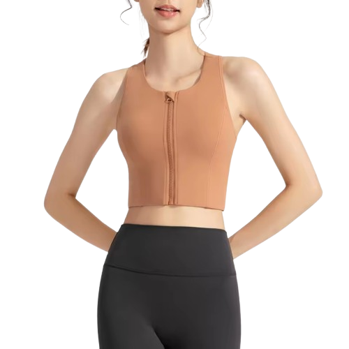 Curvear High support front zip yoga tight sports bra sportswear women sportswear sleeveless top