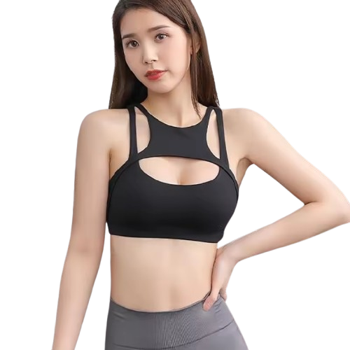 Curvear Sports Bra for Women, Cutout Crop Workout Top with Removable Padded Cups Training Yoga Active Bra