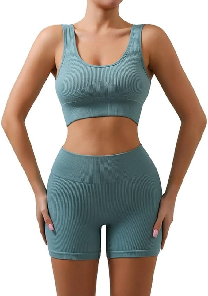 Curvear Seamless 2 Piece Yoga Sets for Women Gym Suit Short Precious High Waist Shorts Fitness Running Outfits