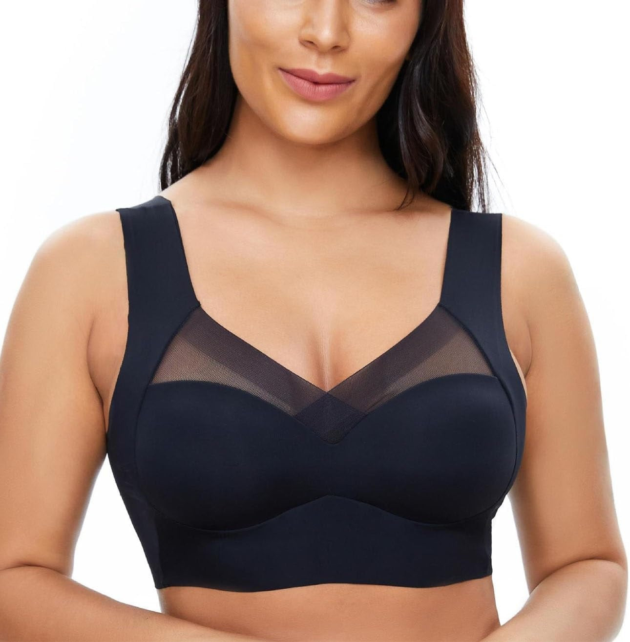 Curvear Light Support Wireless Bra, Seamless No-Line Ultra-Soft Leisure Bralette, for Sleep, Yoga and Everyday Use/Stretchy Back/Comfortable Design 2 Pack