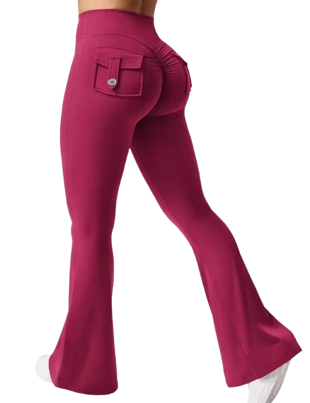 Curvear Back Work Pocket Micro Yoga Pants Flared Joggers High Waist Yoga Pants Activewear Trousers Butt Lifting Gym Yoga Leggings Flare Activewear Leggings with Stretch