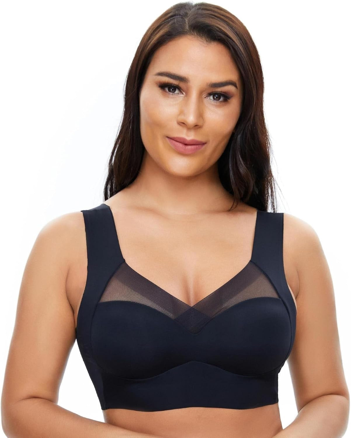 Curvear Light Support Wireless Bra, Seamless No-Line Ultra-Soft Leisure Bralette, for Sleep, Yoga and Everyday Use/Stretchy Back/Comfortable Design 2 Pack