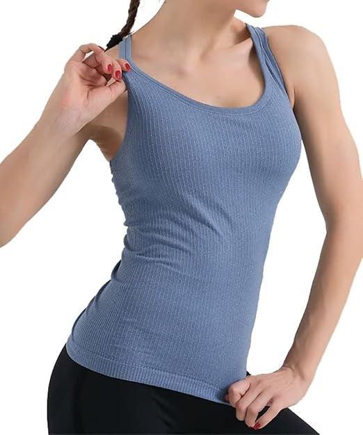 Curvear Sports Tank Tops with Integrated Bra Women's Workout Tank Tops Racerback Yoga Breathable Shirts Bra