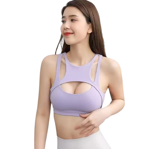 Curvear Sports Bra for Women, Cutout Crop Workout Top with Removable Padded Cups Training Yoga Active Bra