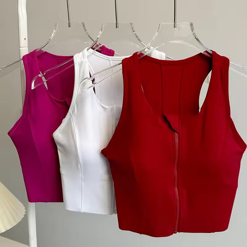 Curvear High support front zip yoga tight sports bra sportswear women sportswear sleeveless top