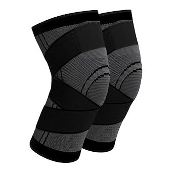 Curvear Women Knee Braces Knitted Adjustable Wrap Straps Support Knee Sleeve Breathable Basketball Running Fitness