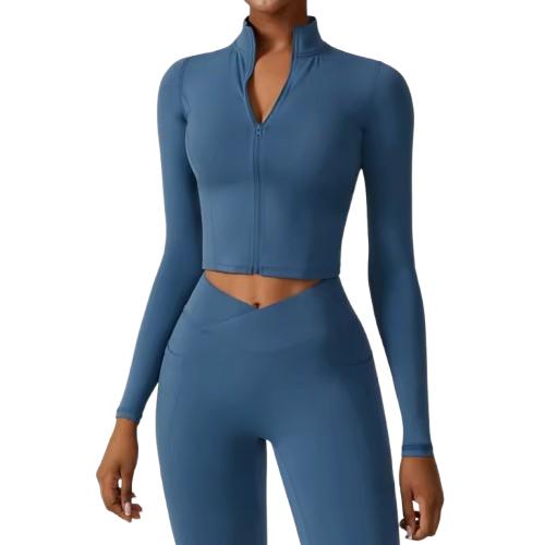 Curvear Quick-Drying Long-Sleeved Windproof Yoga Jacket for Fitness, Running & Sports - Tight-Fit Zipped Activewear