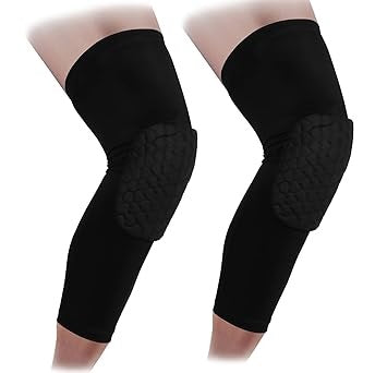 Curvear Advanced Enhanced Safety and Support Honeycomb Compression Leg Sleeve with Extra Long Knee Pads - Ideal for Volleyball, Gym, Run