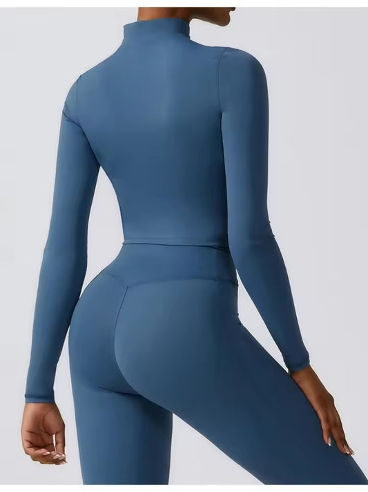 Curvear Quick-Drying Long-Sleeved Windproof Yoga Jacket for Fitness, Running & Sports - Tight-Fit Zipped Activewear