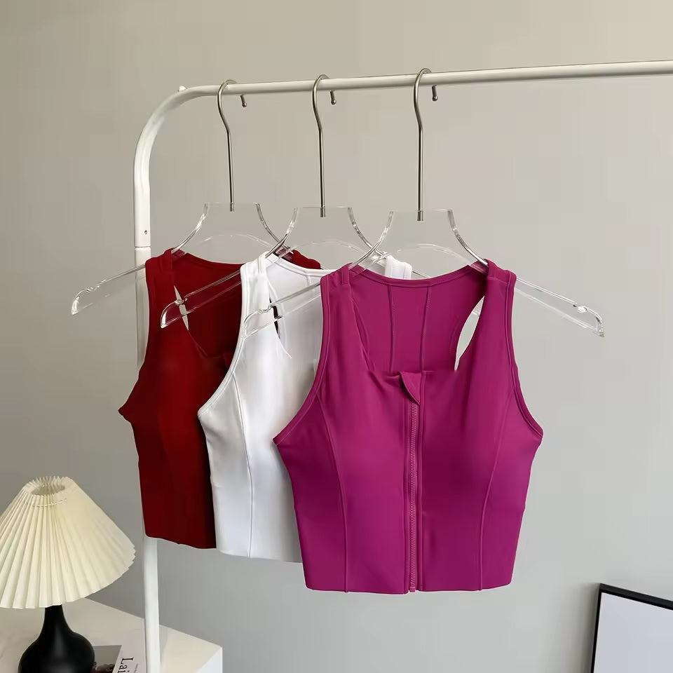 Curvear High support front zip yoga tight sports bra sportswear women sportswear sleeveless top