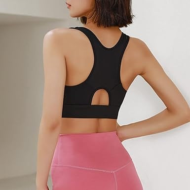 Curvear Zip Front Sports Bra for Women Wireless Bras with Support and Lift Seamless One Piece Cup Yoga Wear Tank Top Bra