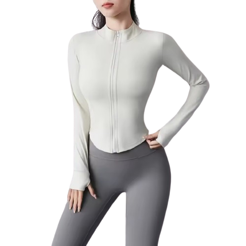 Curvear Women's Workout Jacket Lightweight Zip Up Yoga Jacket Cropped Athletic Slim Fit Tops