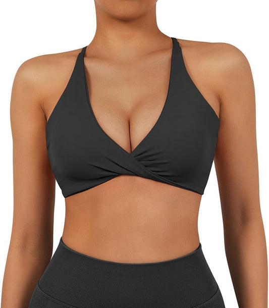 Curvear Women Seamless Sports Bra Sweatproof Breathable Shockproof Crop Top Fitness Push Up Workout Yoga Bra 2 Pack