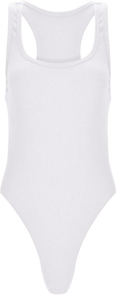 Curvear®️Ribbed Knit Bodysuit, Soft Pure Color Elegant Slim Sleeveless U Neck Bodysuit for Women for Cocktail Party