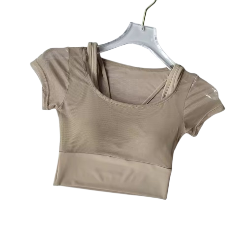 Curvear Yoga Top Women's Pilates Training Fitness Suit Chest Cushion Yoga Suit Top Quick Drying Sports Short Sleeved Breathable