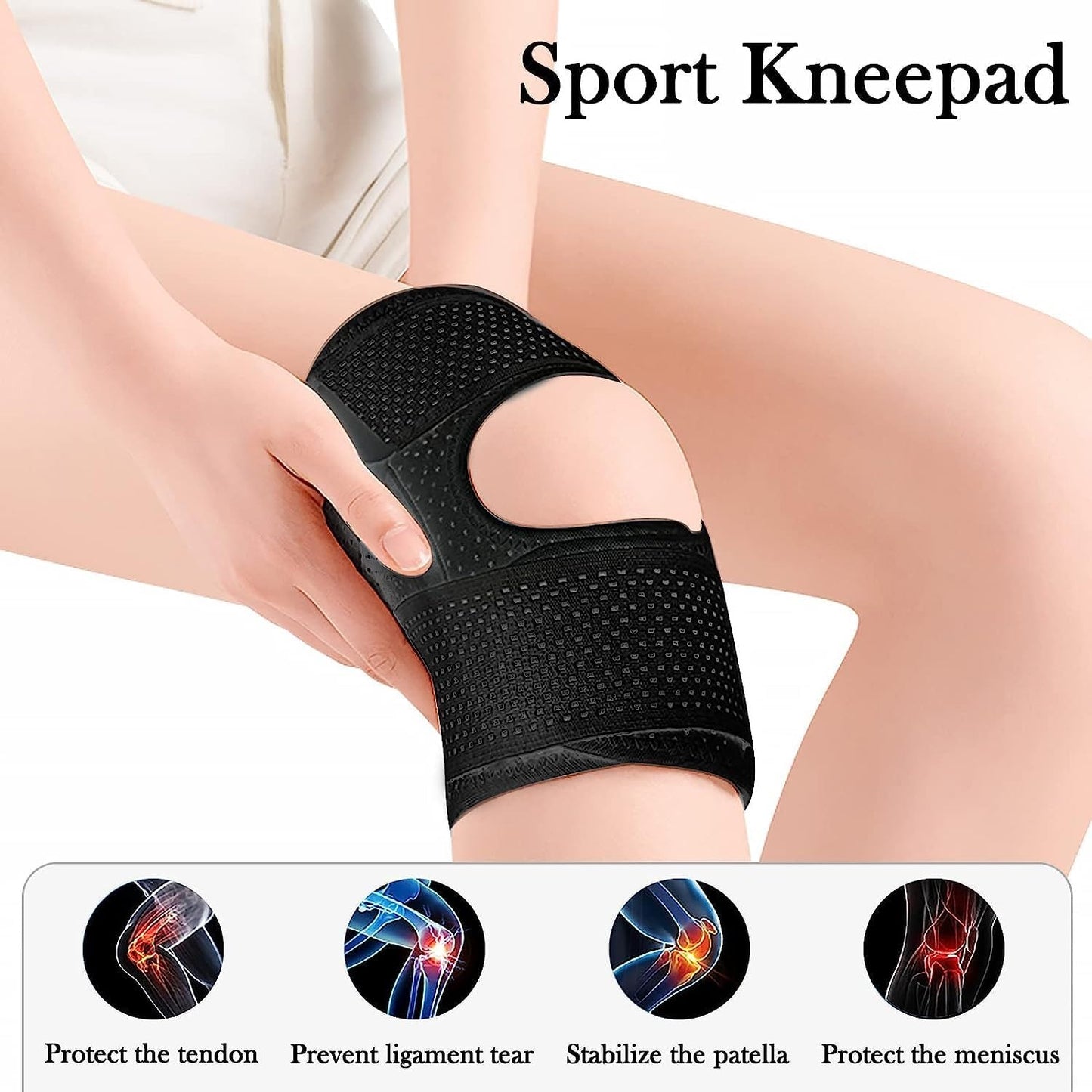 Curvear Knee Brace with Side Stabilizers, Adjustable Knee Brace for Men and Women, Knee Brace for Knee Pain Meniscus Tear ACL MCL Arthritic Injury Recovery