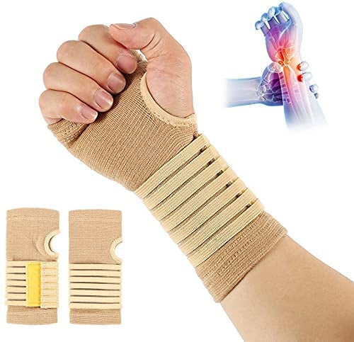 Curvear Carpal Tunnel Wrist Brace Pair with Adjustable Compression Strap Hand Palm Wrist Support for Carpal Tunnel Tendonitis Wrist Pain Hand Pain Sports Injuries Two Pieces