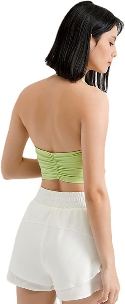 Curvear Women's Backless Fitness Bra Crop Top Sexy Athletic Yoga Bra for Support, Comfort, and Performance 2Pack